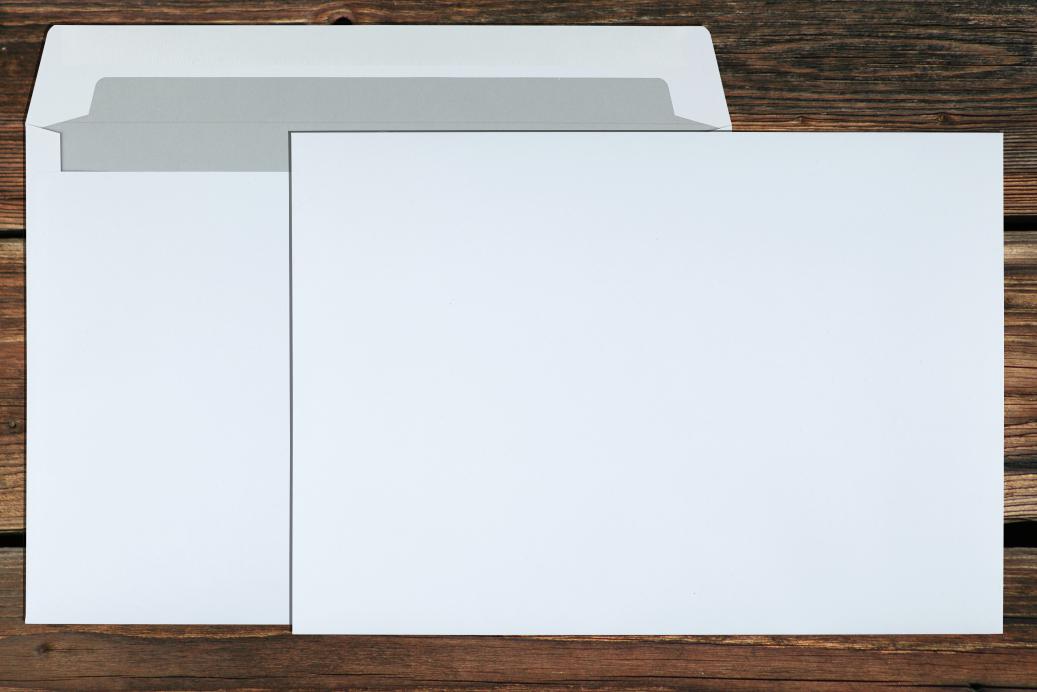 Kuvertierhüllen B4 250x353 mm Nassklebend Weiß 120 g/qm